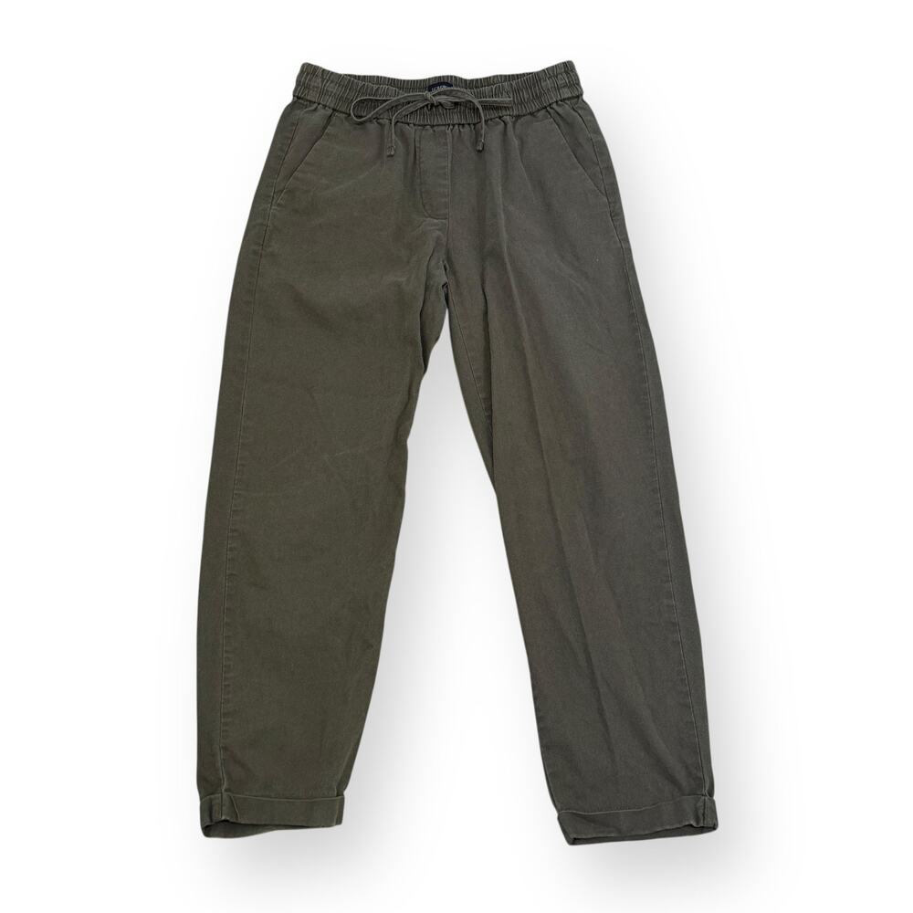 J. Crew Factory Linen Cotton Drawstring Pant Size 2 Fatigue Green Straight AW839
